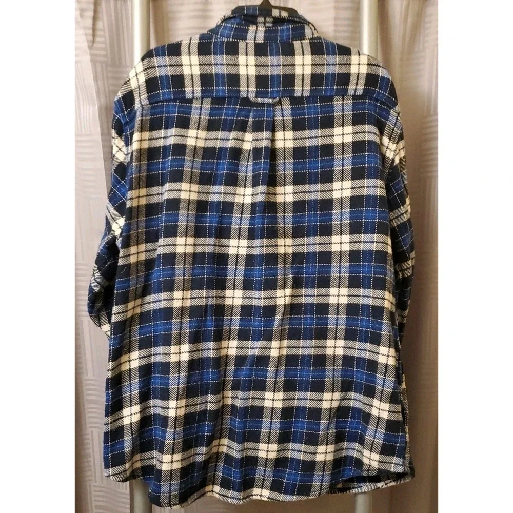 Orvis Heavy Flannel Shirt Jacket Mens XL Blue Plaid Hand Pockets‎ Cotton Shacket